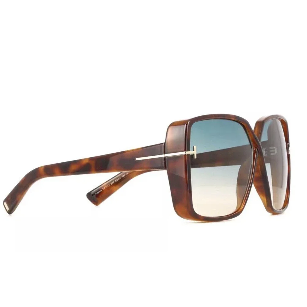 Tom Ford YVONNE FT1117 53P Oversized Sunglasses Blonde Havana Blue Gradient 63mm - Picture 4 of 8